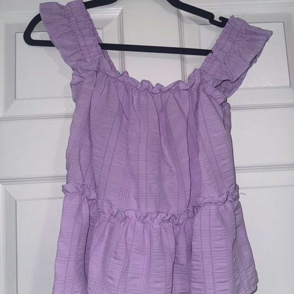 Lavender Ruffle Sleeveless Top
